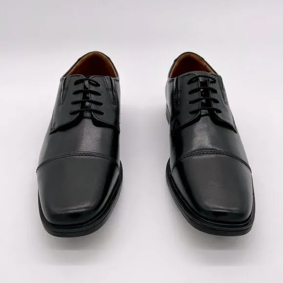 Clarks Tilden Cap Men's Leather Shoes 10 W (Black)