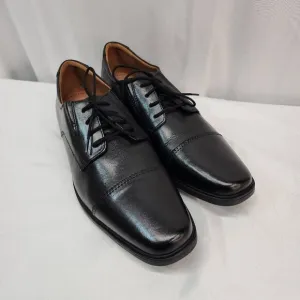Clarks® Tilden Mens Size 10.5 W Leather Cap-Toe Dress Shoes Black