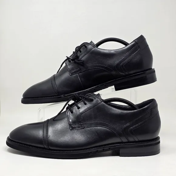 Clarks Unstructured Mens Black Leather Lace-Up Shoes Casual Size 11 W Pre-owned