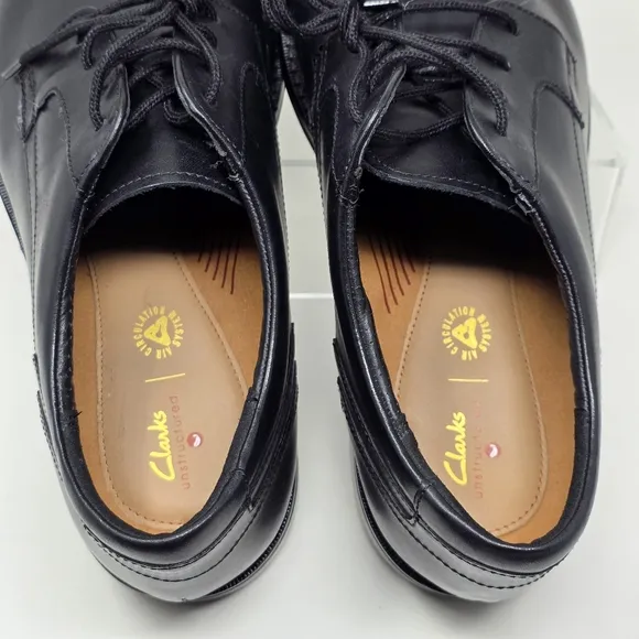 Clarks Unstructured Mens Black Leather Lace-Up Shoes Casual Size 11 W Pre-owned