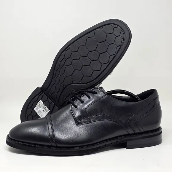 Clarks Unstructured Mens Black Leather Lace-Up Shoes Casual Size 11 W Pre-owned