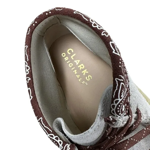 Clarks Wallabee Cup Men's Size 8 Boots 26167977 White Gray Suede Lace Up Chukka