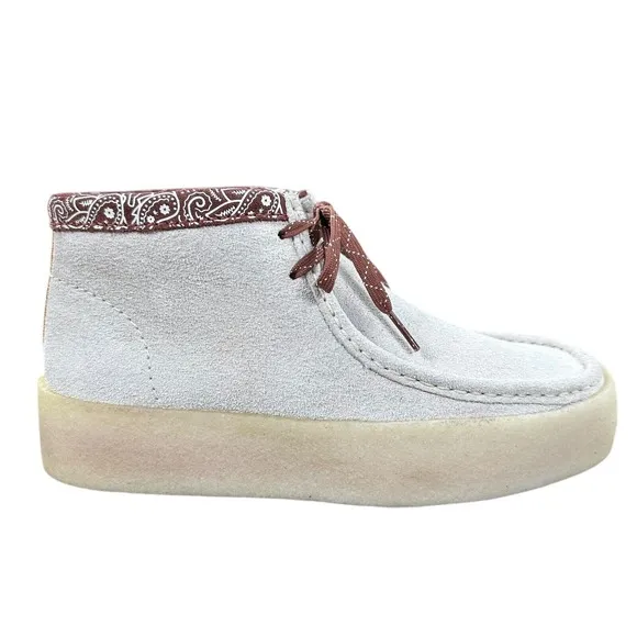 Clarks Wallabee Cup Men's Size 8 Boots 26167977 White Gray Suede Lace Up Chukka