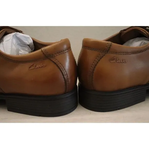 Clarks 26130096 Men's Sz 8.5W Dark Tan Leather Tilden Cap-Toe Dress Shoes