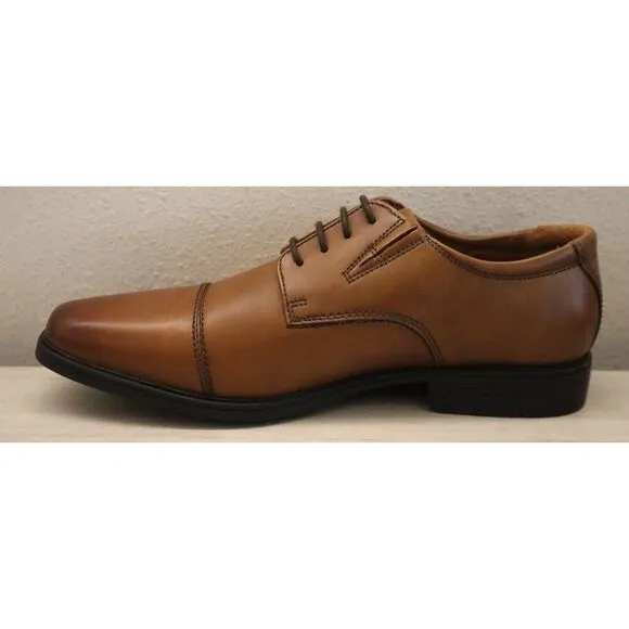 Clarks 26130096 Men's Sz 8.5W Dark Tan Leather Tilden Cap-Toe Dress Shoes