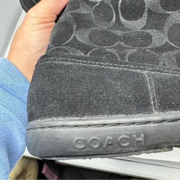 Coach Black Logo Suede Leather Winter Boots
