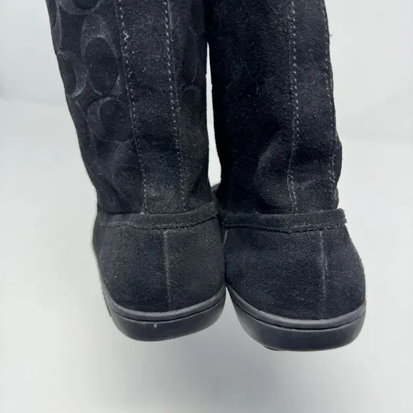 Coach Black Logo Suede Leather Winter Boots