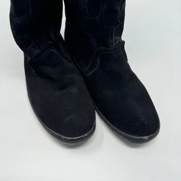 Coach Black Logo Suede Leather Winter Boots