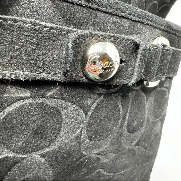 Coach Black Logo Suede Leather Winter Boots
