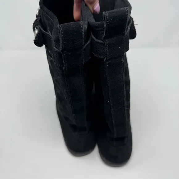 Coach Black Logo Suede Leather Winter Boots