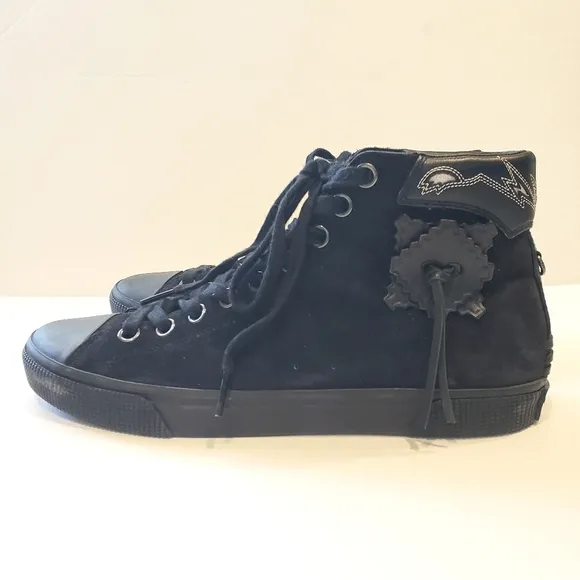 Coach Black Suede High Top Shoes Tassel Sneakers