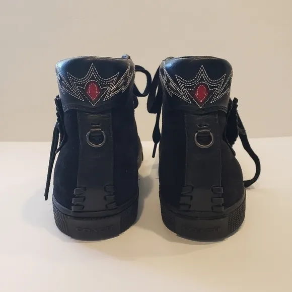 Coach Black Suede High Top Shoes Tassel Sneakers