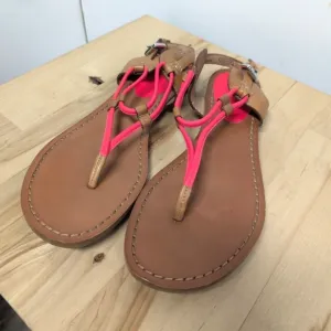 Coach Coco Fluorescent Pink and Leather Thong Sandals 7 Flats Summer