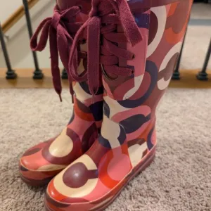 Coach Designer boots size 7B - Laceup multicolor rain boots