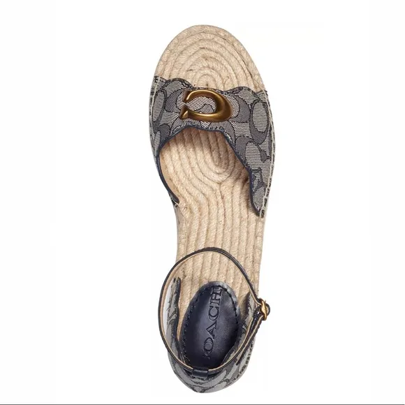 Coach Dillon Flatform Espadrille Sandals midnight navy size 6
