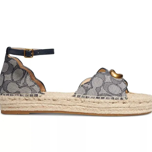 Coach Dillon Flatform Espadrille Sandals midnight navy size 6
