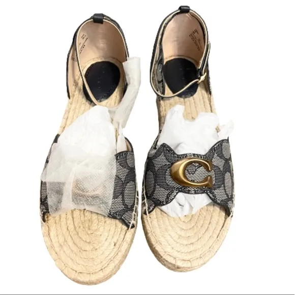 Coach Dillon Flatform Espadrille Sandals midnight navy size 6