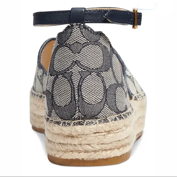 Coach Dillon Flatform Espadrille Sandals midnight navy size 6