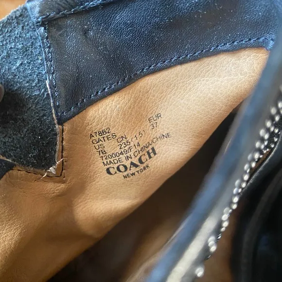 Coach Gates Studded Black Leather Moto Boots Sz 7B