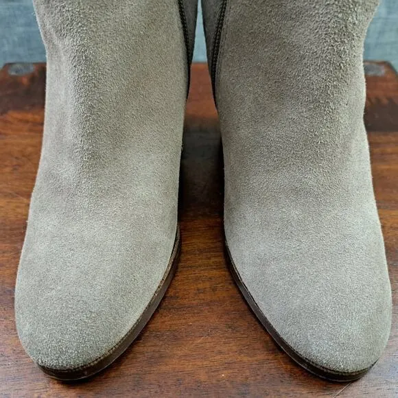 Coach Hewes Tan Suede Ankle Boots Heels Sz 6B
