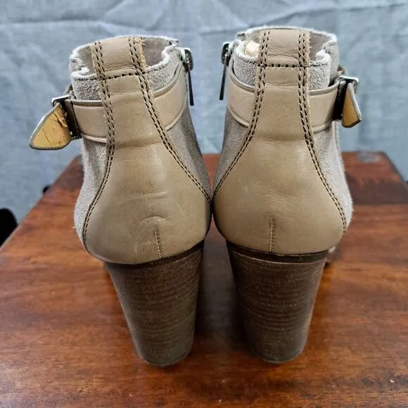 Coach Hewes Tan Suede Ankle Boots Heels Sz 6B