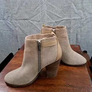 Coach Hewes Tan Suede Ankle Boots Heels Sz 6B