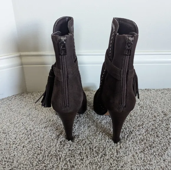 Coach Jessie Suede Silky Nappa Tassel Chestnut Brown Boots sz 7