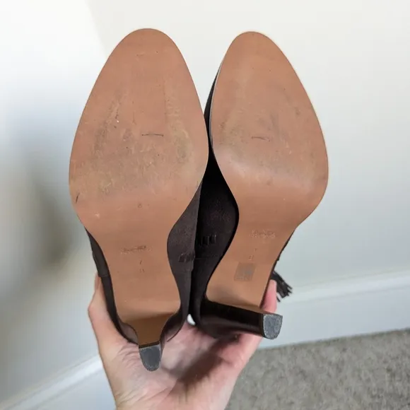 Coach Jessie Suede Silky Nappa Tassel Chestnut Brown Boots sz 7