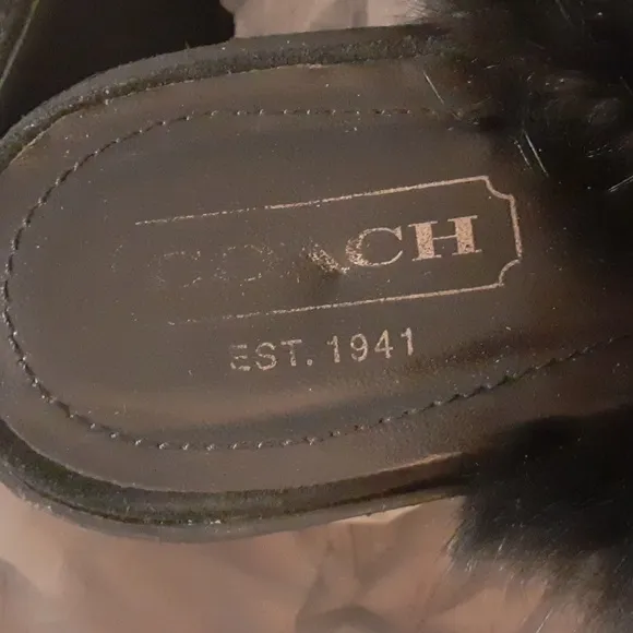 Coach Kaela Women's Leather Clog Shoes Black Siede Fur Size 7.5B Made In Italy