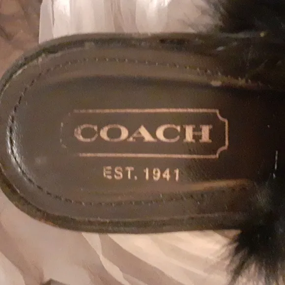 Coach Kaela Women's Leather Clog Shoes Black Siede Fur Size 7.5B Made In Italy