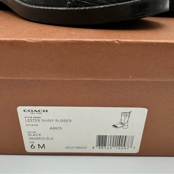 Coach - Lester Shiny Rubber Rain Boots - size 6 in box