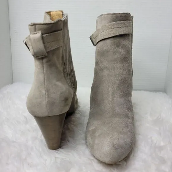 Coach Letty Womens Size 9.5 B Gray  Suede Ankle Wedge Heel Boots Bootie