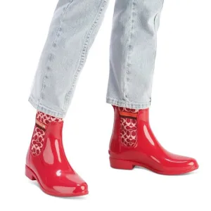 Coach Rivington Red Candy Apple Rain Booties Ankle Short Boots Shoes New
