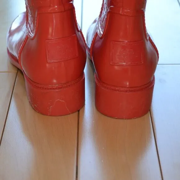 COACH Rubber Rain Boots Classic C Pink Size 5