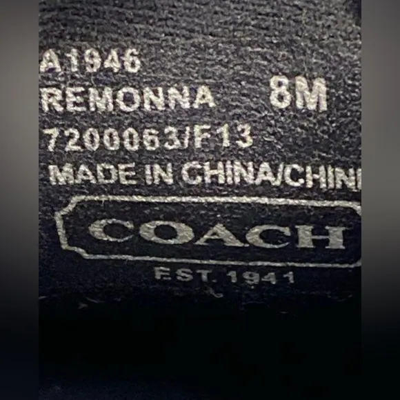 Coach Shoes Womens Sz 8Black Lace Up Canvas Suede Logo Trainers Designer Shoe