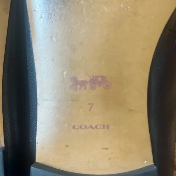 COACH Sienna Leather Slide Loafer Shoes Mule Black Gold Women's sz 7