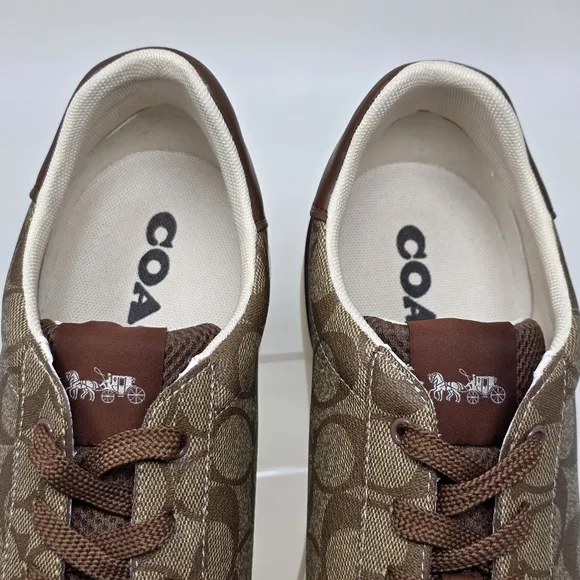 COACH Signature Low Top Sneaker Khaki/Saddle G4949 Men's Size 13 D EU 47 New