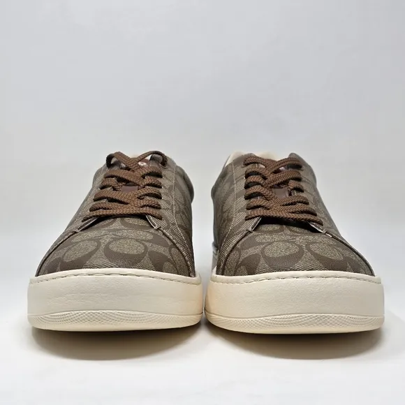 COACH Signature Low Top Sneaker Khaki/Saddle G4949 Men's Size 13 D EU 47 New