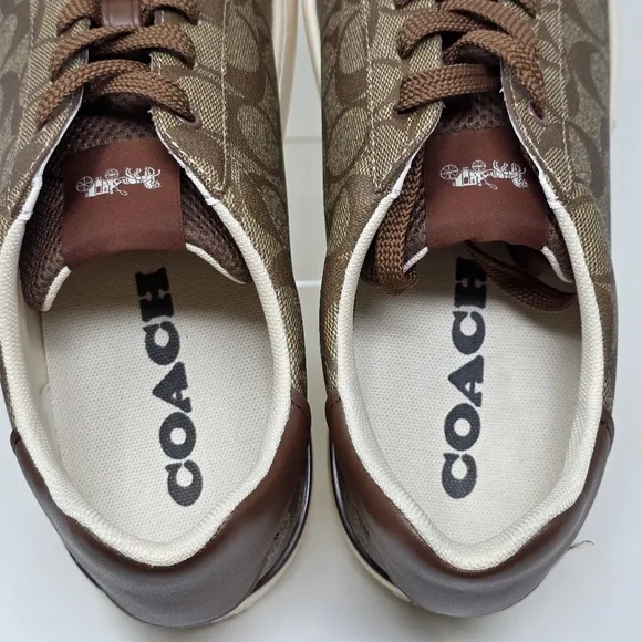 COACH Signature Low Top Sneaker Khaki/Saddle G4949 Men's Size 13 D EU 47 New
