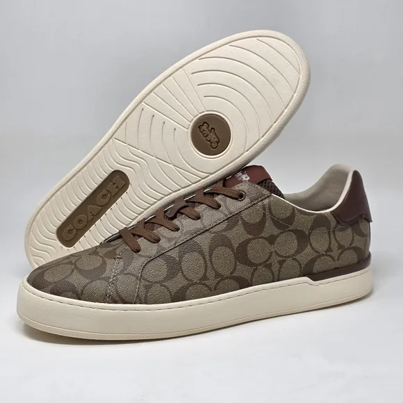 COACH Signature Low Top Sneaker Khaki/Saddle G4949 Men's Size 13 D EU 47 New