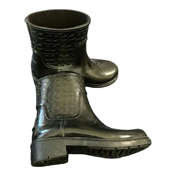 Coach | Signature Rain Rubber Low Top Boots in Black | 6