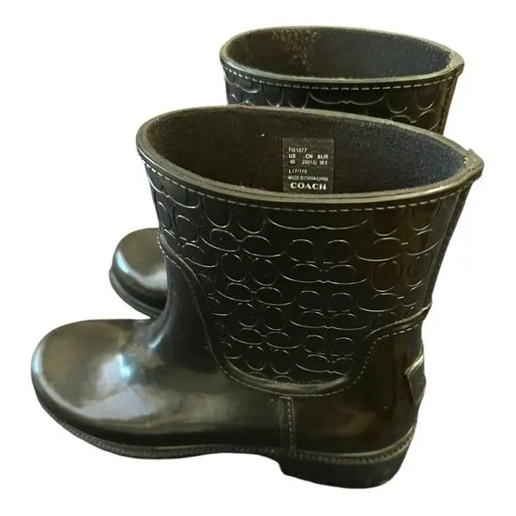 Coach | Signature Rain Rubber Low Top Boots in Black | 6