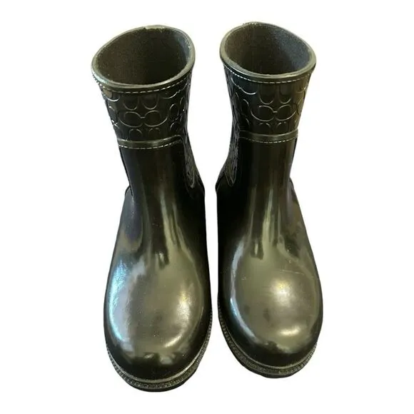 Coach | Signature Rain Rubber Low Top Boots in Black | 6