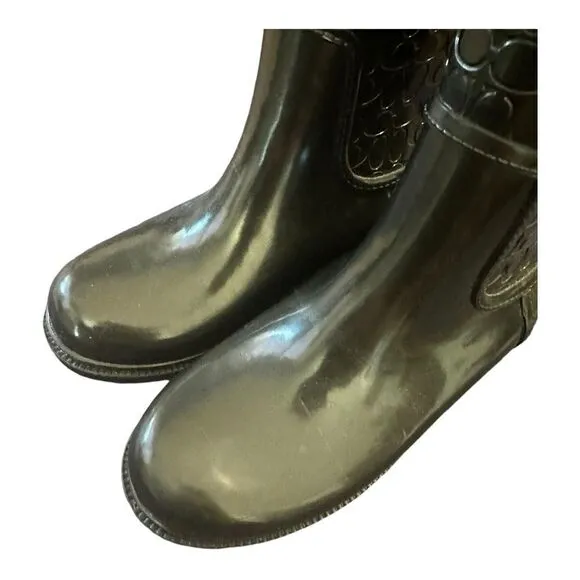 Coach | Signature Rain Rubber Low Top Boots in Black | 6