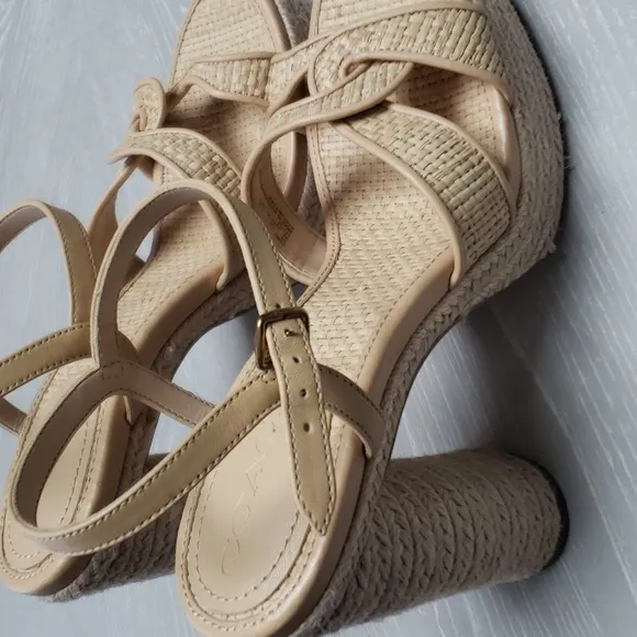 Coach Talina Platform Raffia Dress Sandals, espadrilles, chunky heel, new, sz 9