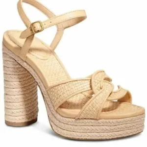 Coach Talina Platform Raffia Dress Sandals, espadrilles, chunky heel, new, sz 9