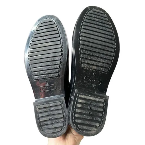 Coach Tasha Black Shiny Finish Rubber Boots Size 6 Rare