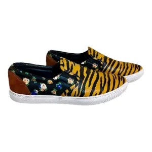 Coach Tiger Print Shoes Sneakers Leather Orange Black Women Size 9 Spring Summer