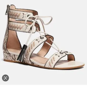 COACH Via Demi Wedge Sandals Chalk NWT in Size 5