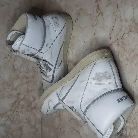 Coach Vintage Style Distress Women's White High-Top Sneakers New Size 10